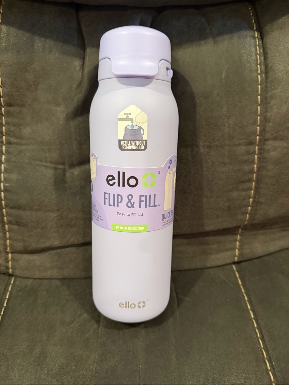 Ello Flip & Fill Insulated Water Bottle - Lavender